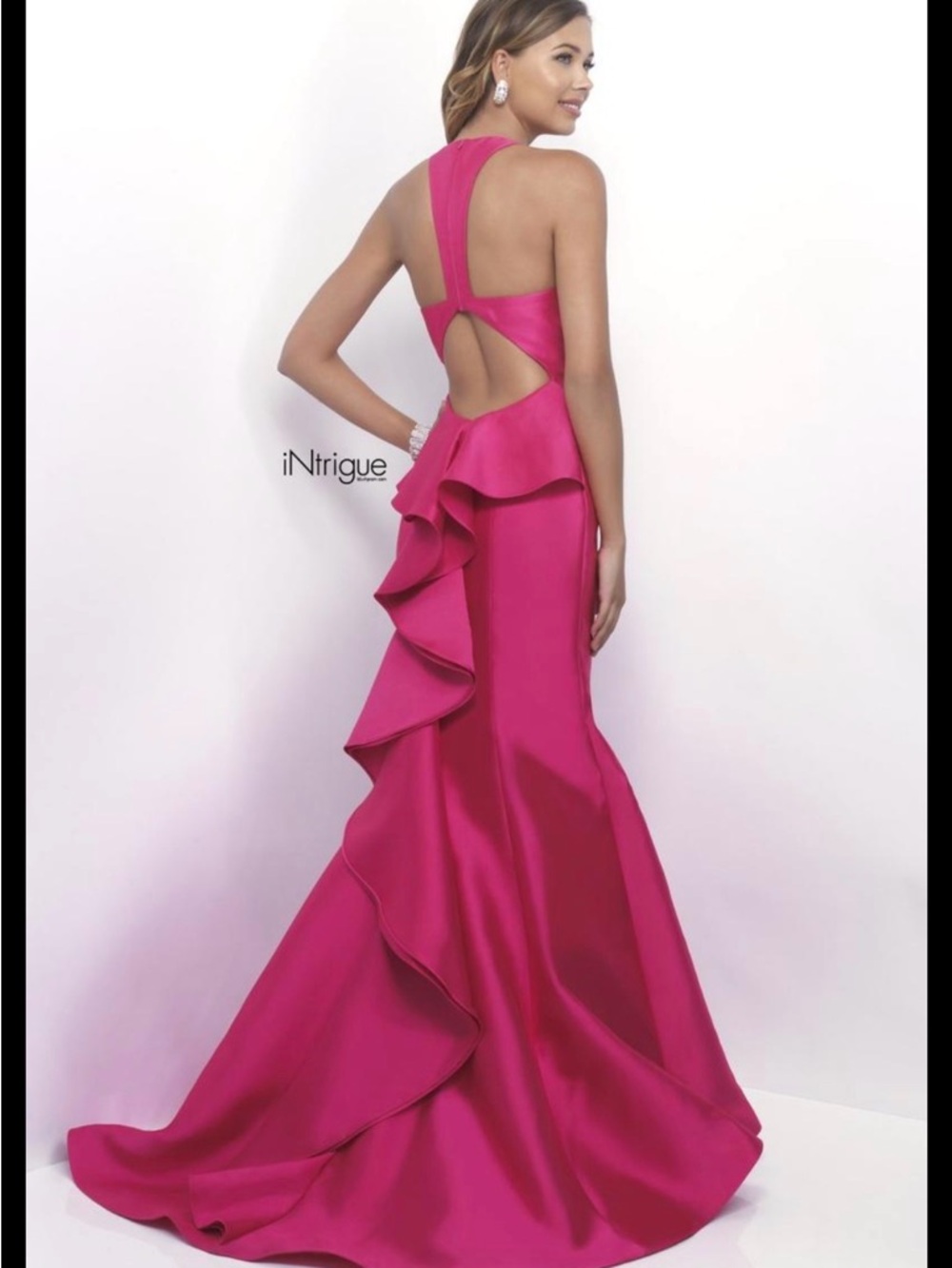 Intrigue Hot Pink Halter Mermaid Maxi Dress